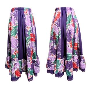 Vintage 90s Handmade Square Dance Skirt Purple Square Dance Skirt Midi Skirt